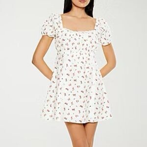 Forever 21 smocked ditsy floral print midi dress white small NWT Cottagecore